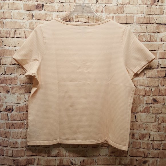 Lauren Ralph Lauren Light Peach/White Stripes T-Shirt 1X - Picture 10 of 10